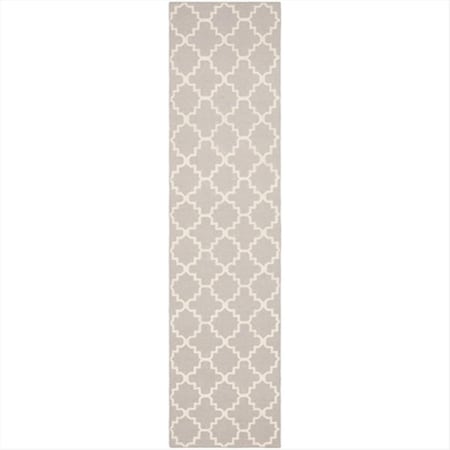 Safavieh 2 Ft. -6 In. X 12 Ft. Runner Contemporary Dhurries- Grey And Ivory- Flatweave Rug DHU554G-212